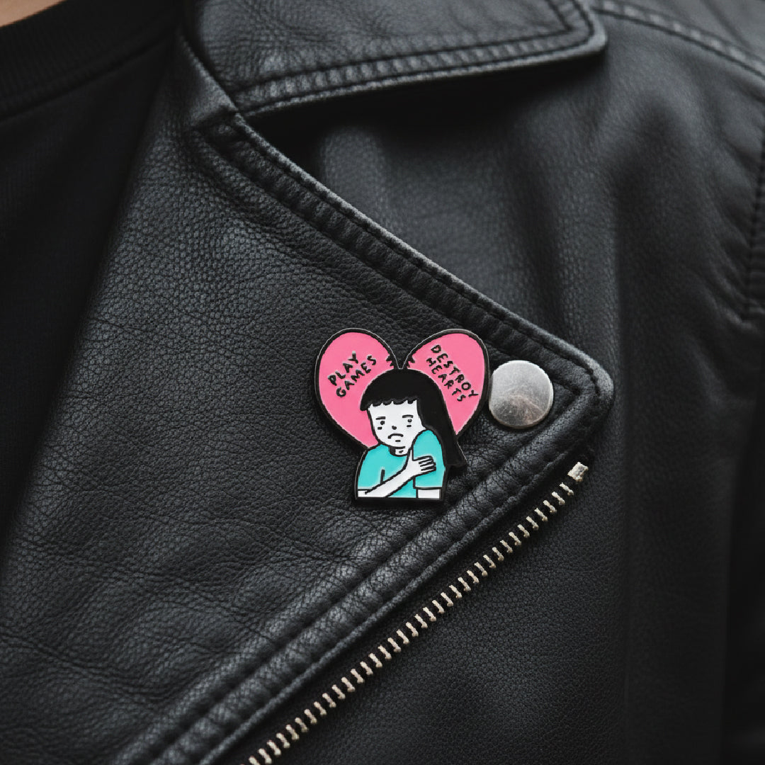 Play Games Destroy Hearts Enamel Pin – Emotional Pin