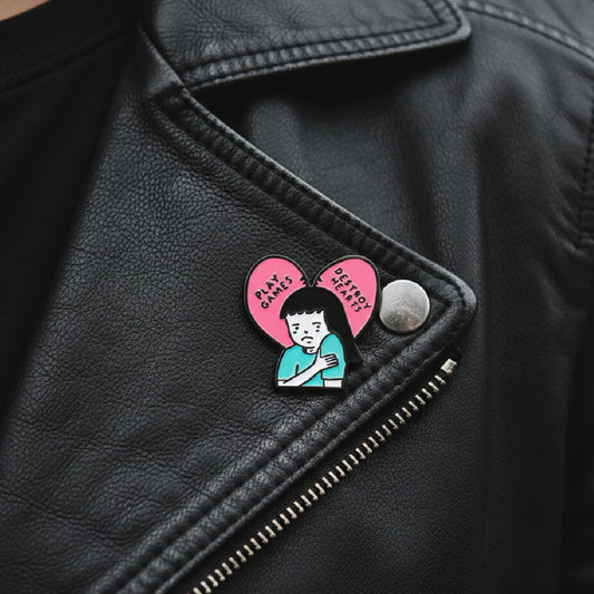 Play Games Destroy Hearts Enamel Pin – Emotional Pin